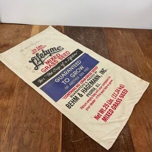 Vintage Lifetyme Brand Mixed Grass Seed Bag Peoria,‎ Illinois Cotton Bag Decor
